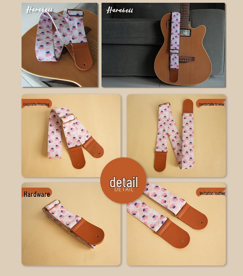 Kapok Flower Pattern Pink Guitar Crossbody Strap PO-020