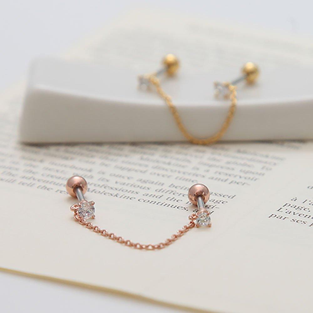 [1+1] Fashion Piercing Surgical Cubic Two-Pin 3-Piece Set (Choose 1, One Side)