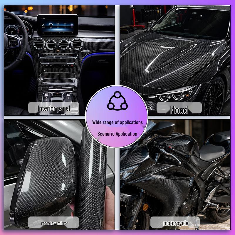 Glossy 7D Carbon Fiber Car Body & Interior Wrap with Air Release Channels.