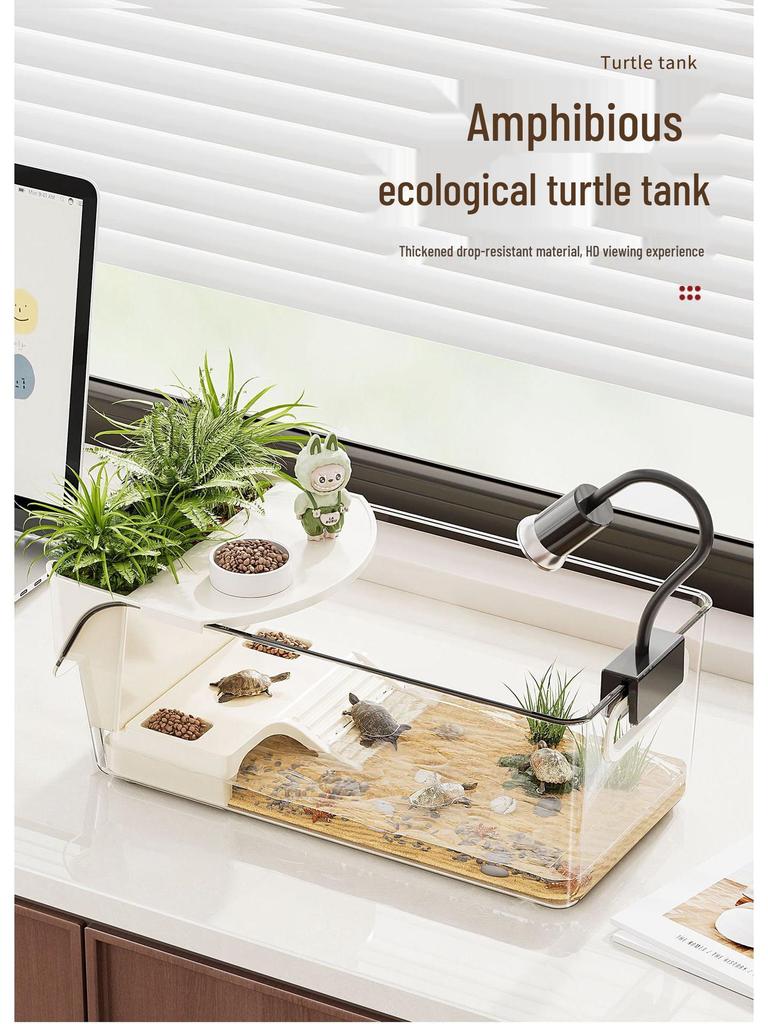 Террариум для разведения черепах и мелких рептилий с платформой для загара - Экологический настольный ландшафтный дизайн для гостиной