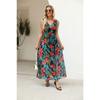 YYFS Women's Fashion Summer Spring Flower Pattern Print Sleeveless V-Neck High Waist Casual Dresses