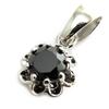 [N2972] - Black 'Crystal Flower' Silver Pendant
