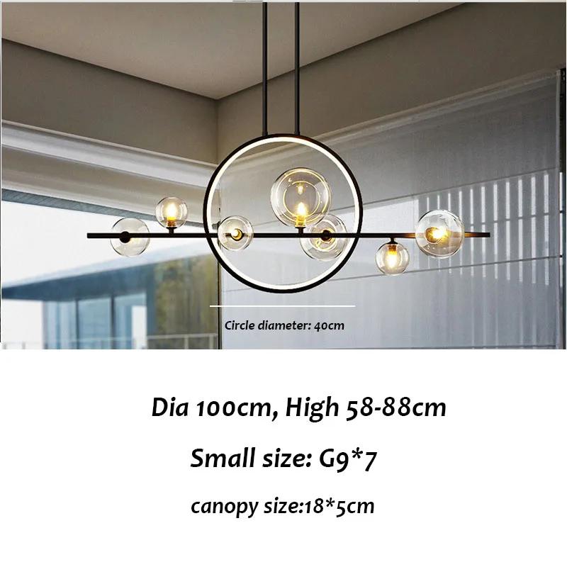 LED Modern Chandelier for Living Dining Room Ring Lights Clear Glass Bubble Ceiling Pendant Lamps Nordic Designer Hall Parlor