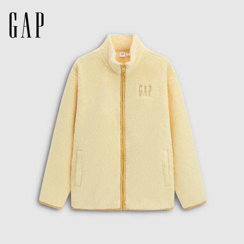 Толстовка GAP унисекс свободного кроя с логотипом, плюшевая, на молнии, со стойкой