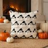 Spooky Halloween Party Supplies Wizard Ghost Cushion Cover, Cute Plush Throw Pillow Black And White Case for Sofa Couch Living Room Decor Theme