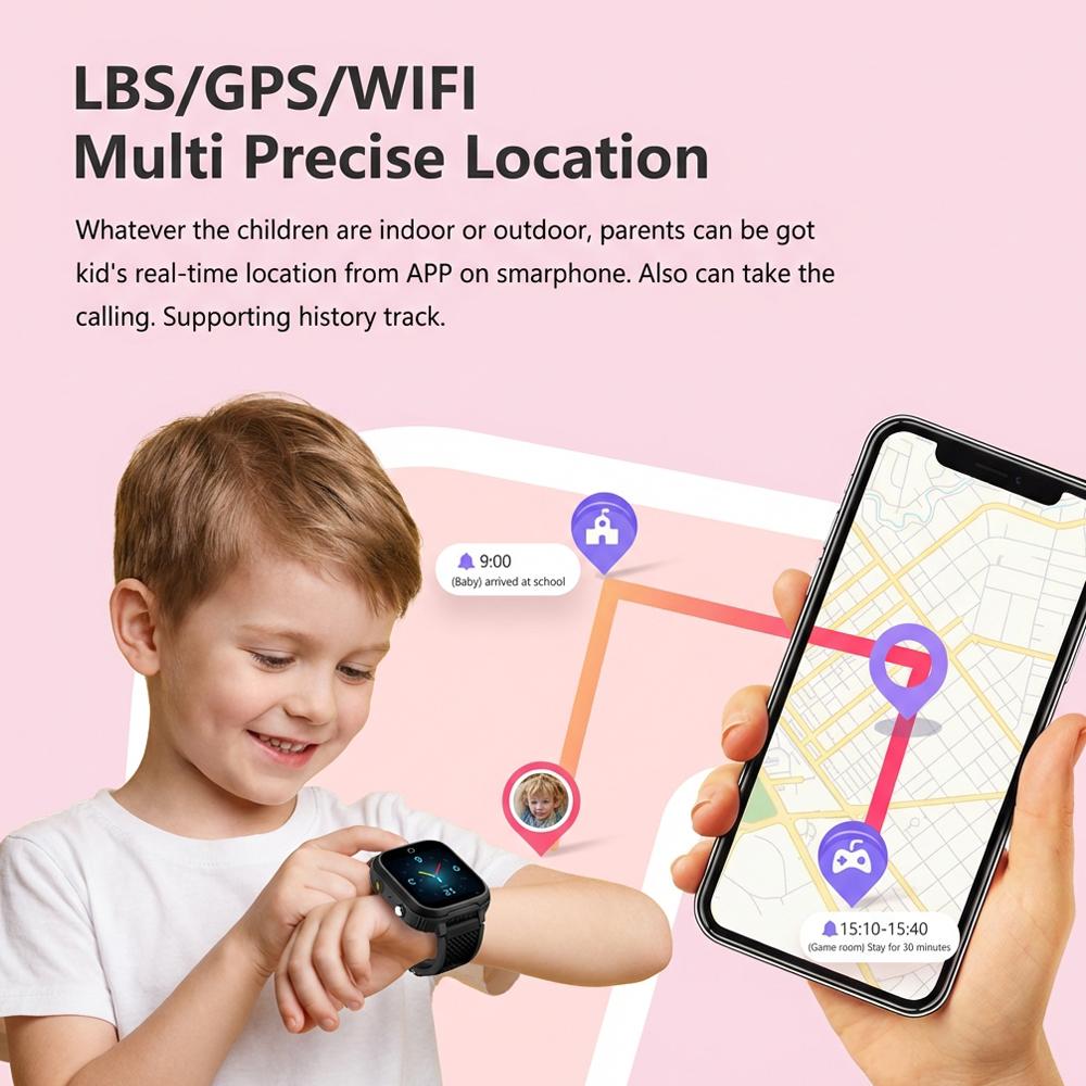 Детские умные часы 4G GPS Местоположение в реальном времени SMS Видеозвонок Аккумулятор 750 мАч Голосовой чат Водонепроницаемые Детские умные часы Для мальчиков и девочек