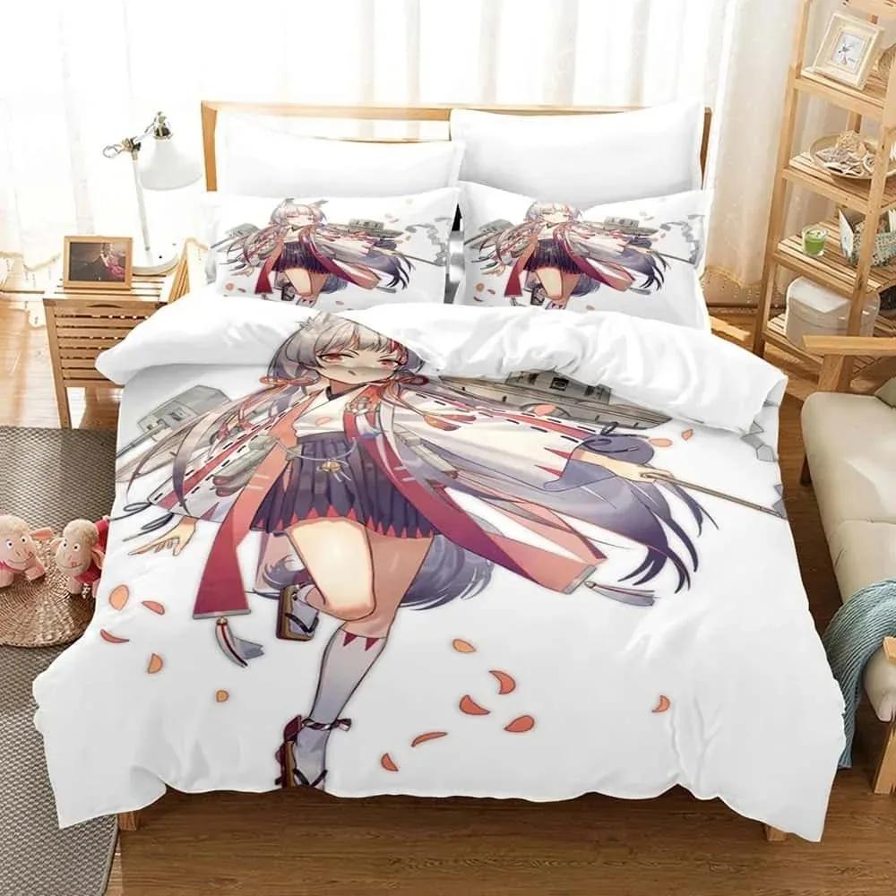 Аниме Azur Lane Постельный комплект Односпальный Полуторный Двуспальный Кингсайз Комплект для кровати Взрослый Детский Спальня Комплекты пододеяльников