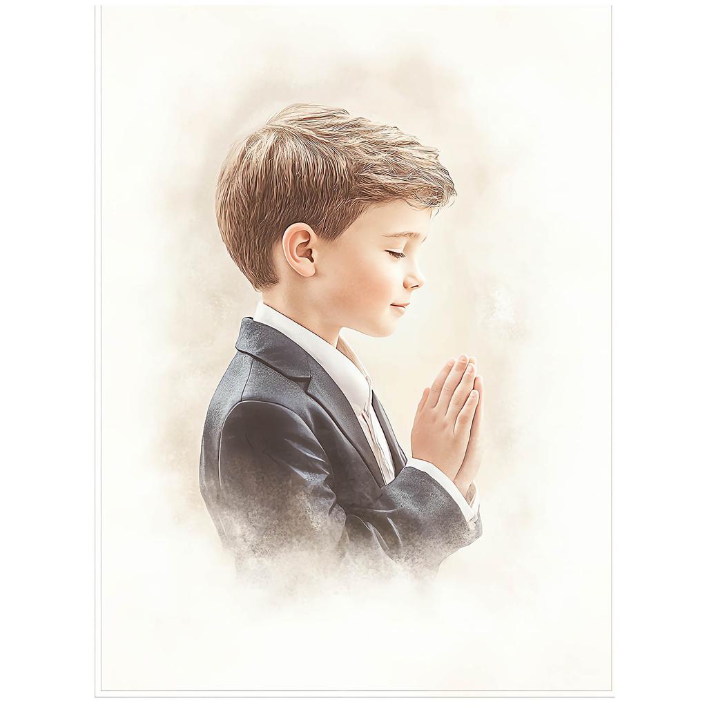 Pamiątka Pierwszej Komunii Świętej - Chłopiec Pamiątka Pierwszej Komunii Świętej - Chłopiec, 30X40 Cm, Bez Ramy, Płótno Premium Na Blejtramie