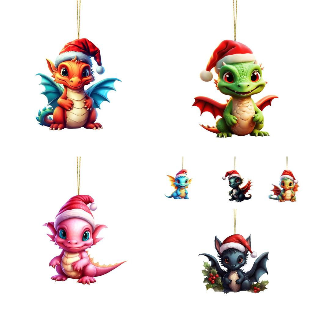 Playful Dragon Acrylic Christmas Hanging Decoration For Festive Car Interior Adornments