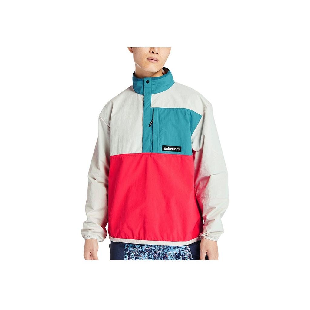 Timberland Color Block Half-Zip Stand Collar Jacket Men Jackets Pink White A2D4S-BN4
