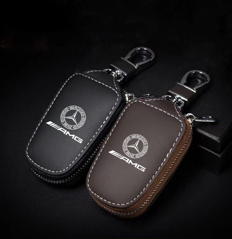 EJK4 2025 Hot For Benz Leather Car Key Case Key Fob Cover Shell Bag Wallet For Mercedes benz AMG C E S GLE CLC Class W204 W203 W205 W