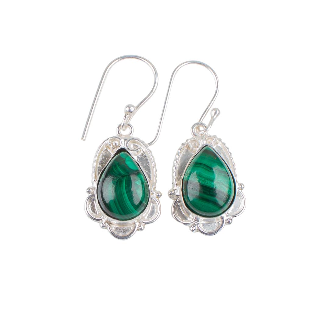 Malachite Gemstone 925 Sterling Silver Lovely Jewelry Earrings 1.50" For Gift EE-41-24