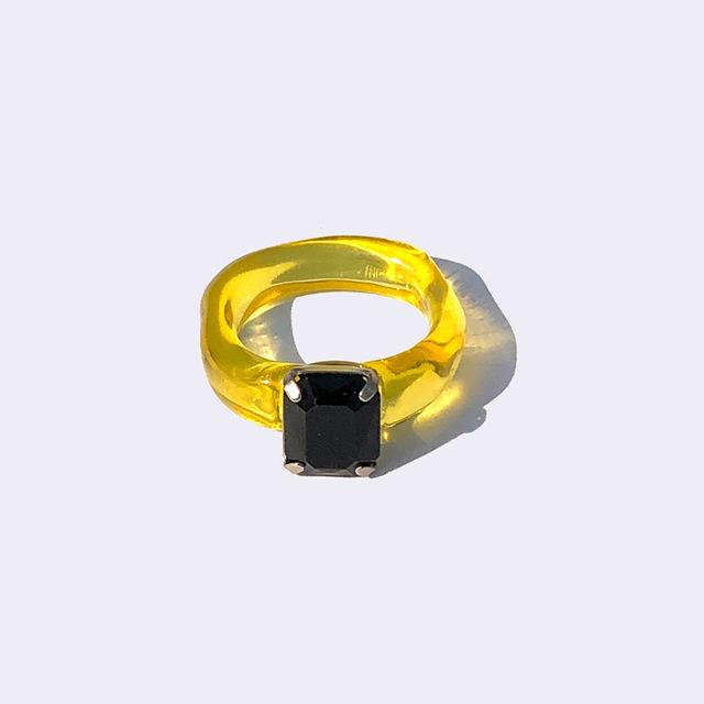 HangZhi 2020 New Japan Unique Chunky Colorful Rhinestones Transparent Acrylic Plastic Ring for Women Girls Party Jewelry
