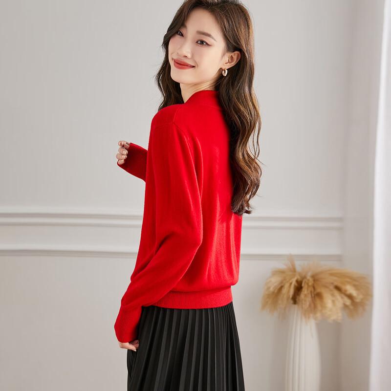 Women's 100% Pure Wool V-Neck Crossover Sweater