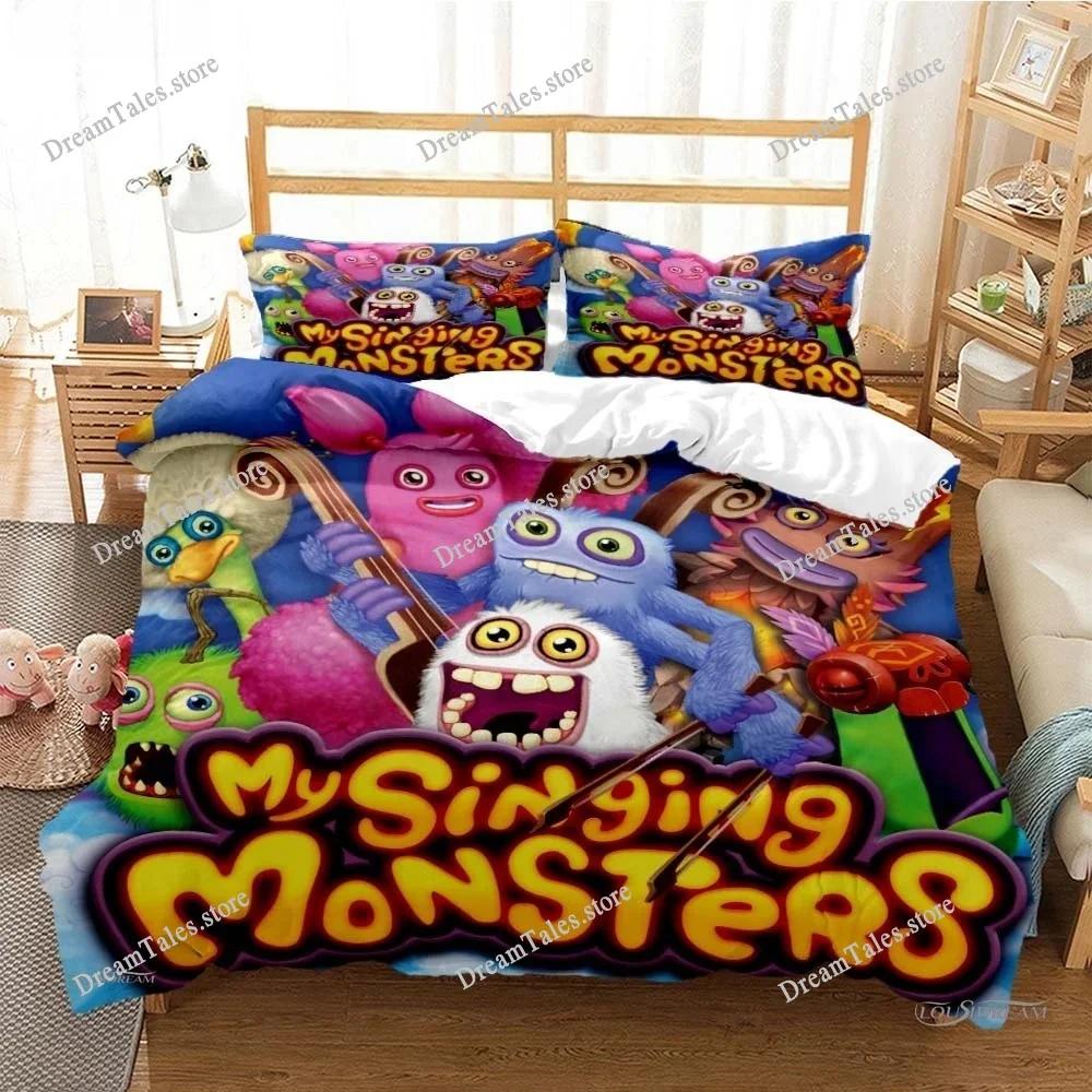 Игровой Мультяшный Комплект Постельного Белья My Singing Monsters, Мягкое Одеяло и Наволочки, Односпальный_Двуспальный_Евро_Кинг741