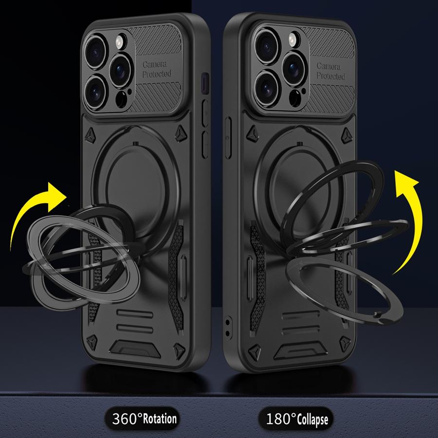 Прочный противоударный магнитный чехол-броня для Apple iPhone 11 12 13 14 15 16 17 Pro Max Plus Air Держатель-кольцо Стенд Чехол для телефона