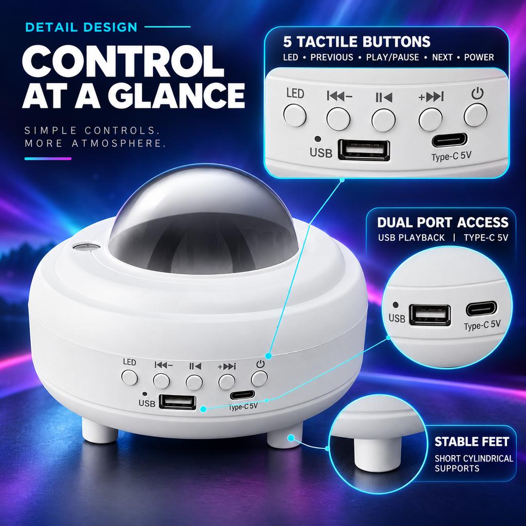 White Bluetooth Speaker Projector Light XY-899