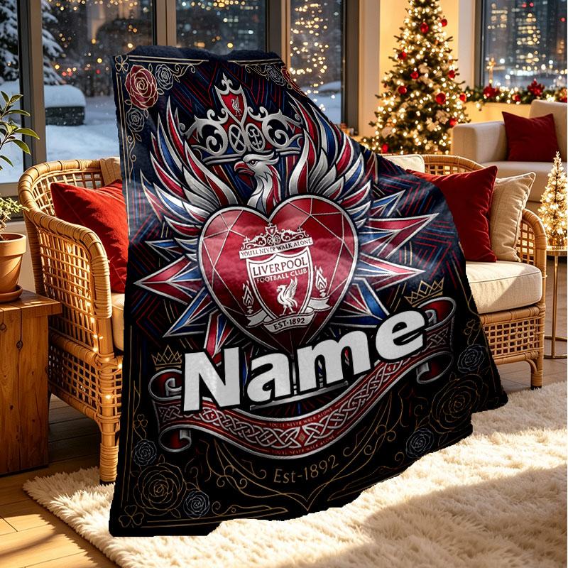 Custom Name Personalized Liverpool Football Club Print Blanket, Home Decor, Bedroom, Sofa, Camping, Couch, Gifts for Birthday Christmas