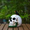 Статуэтка черепа на Хэллоуин Креативная Винтажная Скелетная Фигурка из Смолы Готическая Статуэтка Черепа Ворона Хэллоуин Домашняя Вечеринка Декор для Рабочего Стола