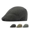 Мужская теплая шапка для людей среднего и пожилого возраста, осенне-зимняя винтажная шерстяная кепка с козырьком