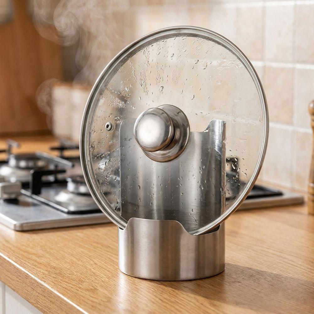 Stable Spoon Holder Tray Stainless Steel Spatula Holder Pot Lid Storage Rack Dinning Table