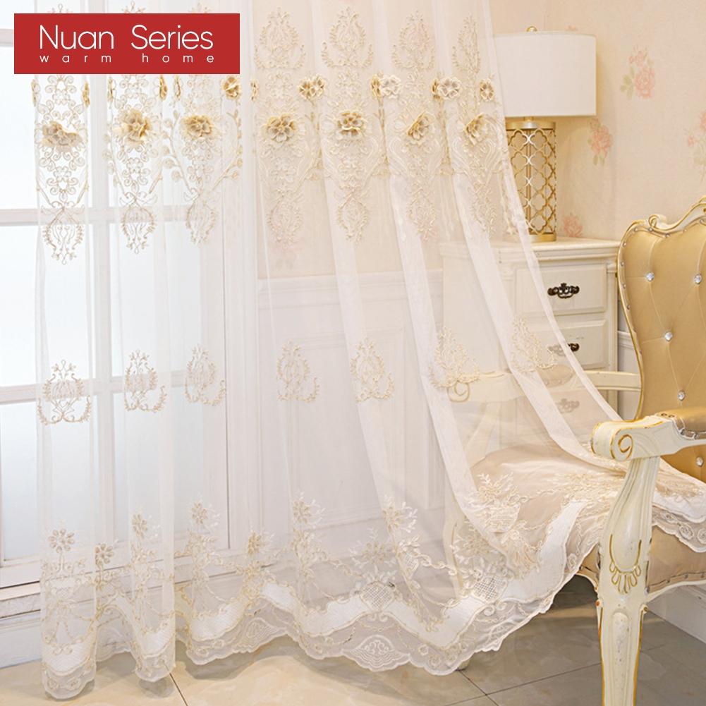1 шт. Серия Nuan Французская роскошная кружевная вышитая полупрозрачная тюлевая штора высотой 260 см для украшения окна гостиной, спальни, домашнего декора