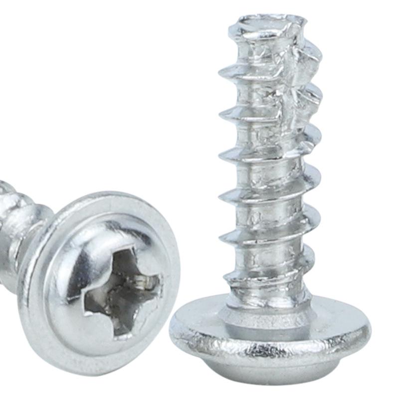 PWT Саморез с круглой головкой, никелированный, с шайбой и промежуточным фрезерованным хвостовиком, размеры M2/M3/M4