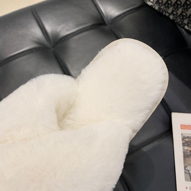 VAT-Compliant Fluffy Rabbit Fur Open-Toe Slippers for Cross-Border E-Commerce