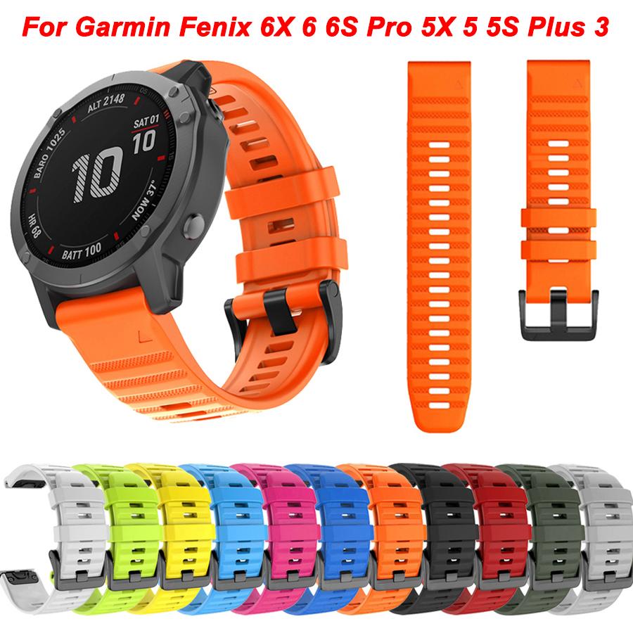 26 22MM Silicone Watch Band Straps For Garmin Fenix 6X 6 6S Pro 7X 7 Easyfit Wristband Fenix 5 5X 5S Plus Smartwatch Bracelet