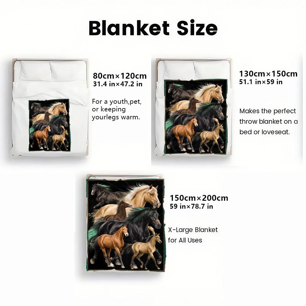 Pattern of galloping horses Flannel printed blanket suitable for all seasons suitable for living room office sofa and travel