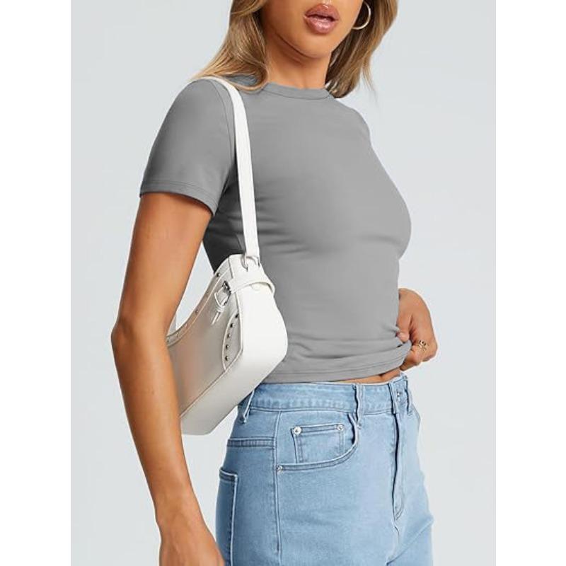 DAFIFY Женские модные повседневные летние весенние однотонные блузки и рубашки с короткими рукавами и круглым вырезом с принтом