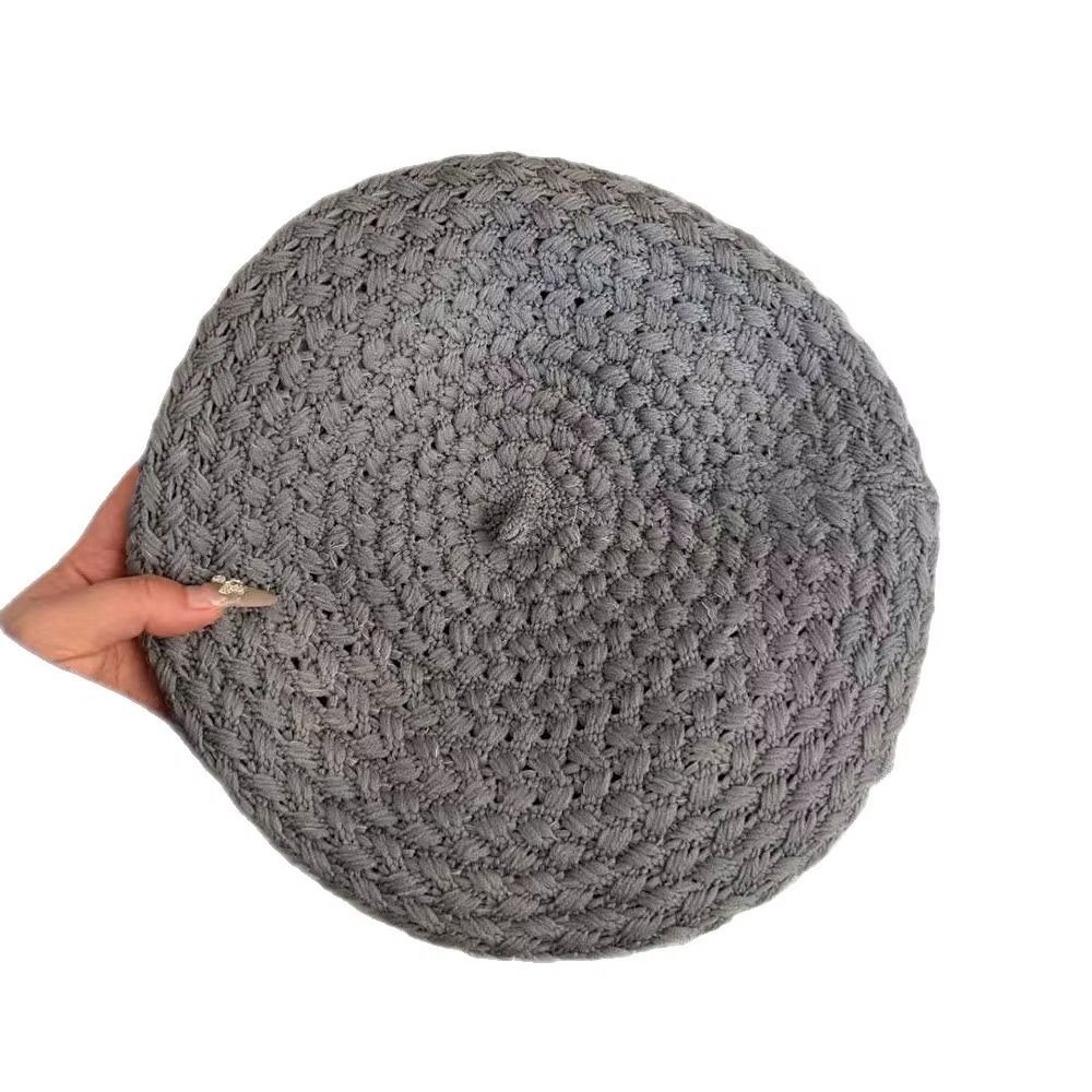 Breathable Knitted Beret Hat Solid Color Sun Hats New French Beanie Hat Daily Wear
