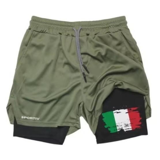 Italy Flag Camouflage Muay Thai Kick Boxing Shorts Men Women Unisex Casual Sportswear Double Layer Quick Dry Training Sport Gym Fitness Workout