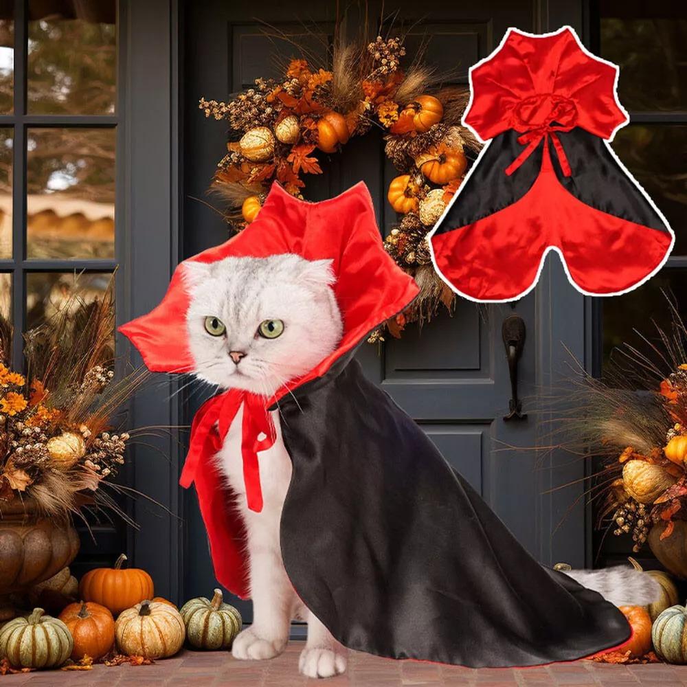 Halloween Vampire Devil Cape Cloak Pet Costume Pet Dog Cloak Hat  Halloween Costume Party Supply