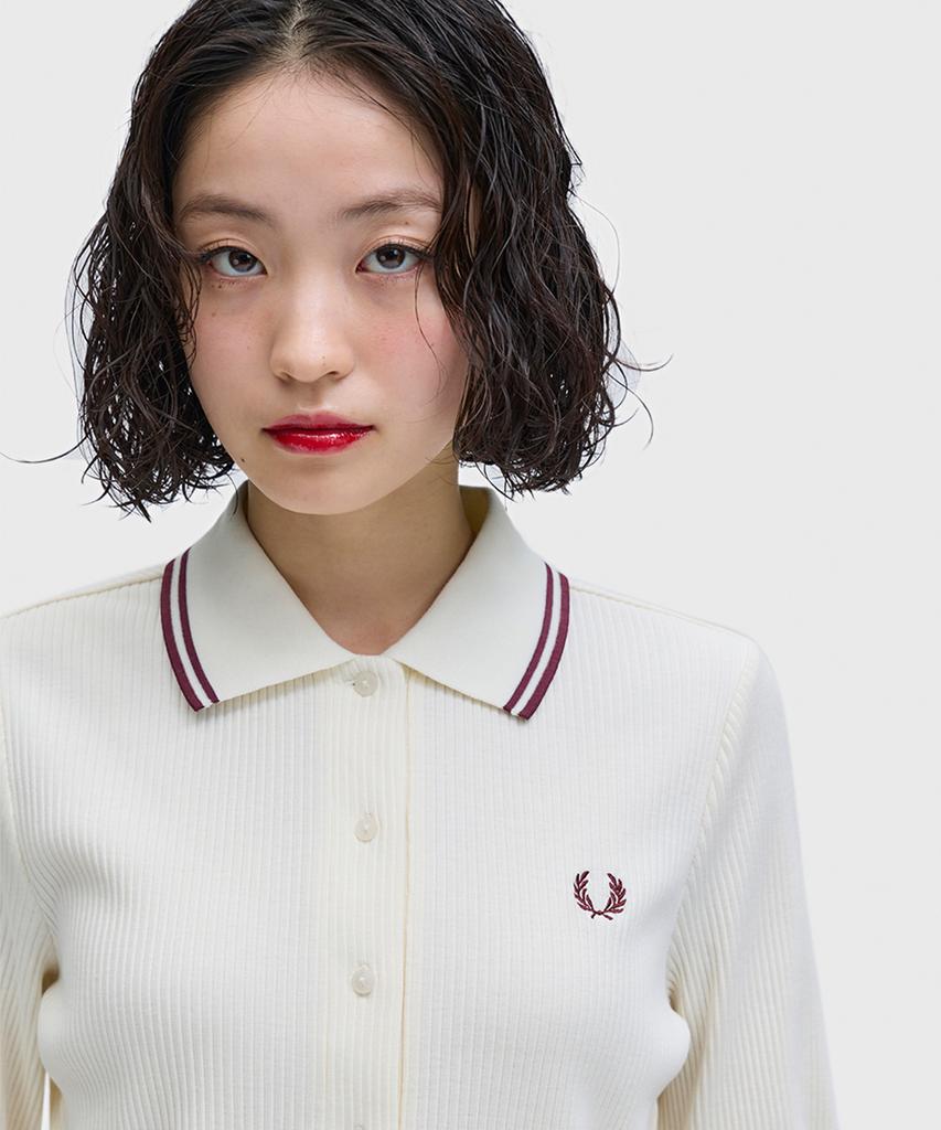 FRED PERRY [Womens] Button-Through Rib Polo Shirt - Ecru Afpf2612169-560