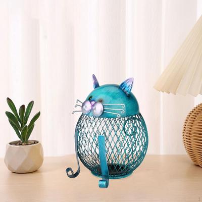 Металлический кот-денежный банк, сетчатое украшение для стола-копилки, функциональное с нижней крышкой