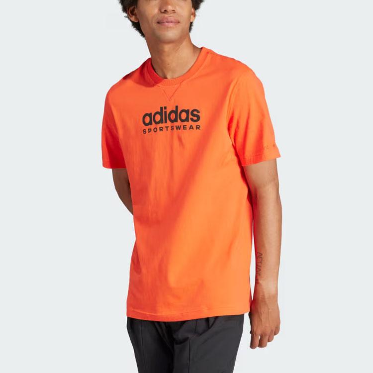 adidas Всесезонная футболка с графическим принтом и логотипом, спортивная повседневная футболка с коротким рукавом, мужские топы оранжевого цвета IJ9436