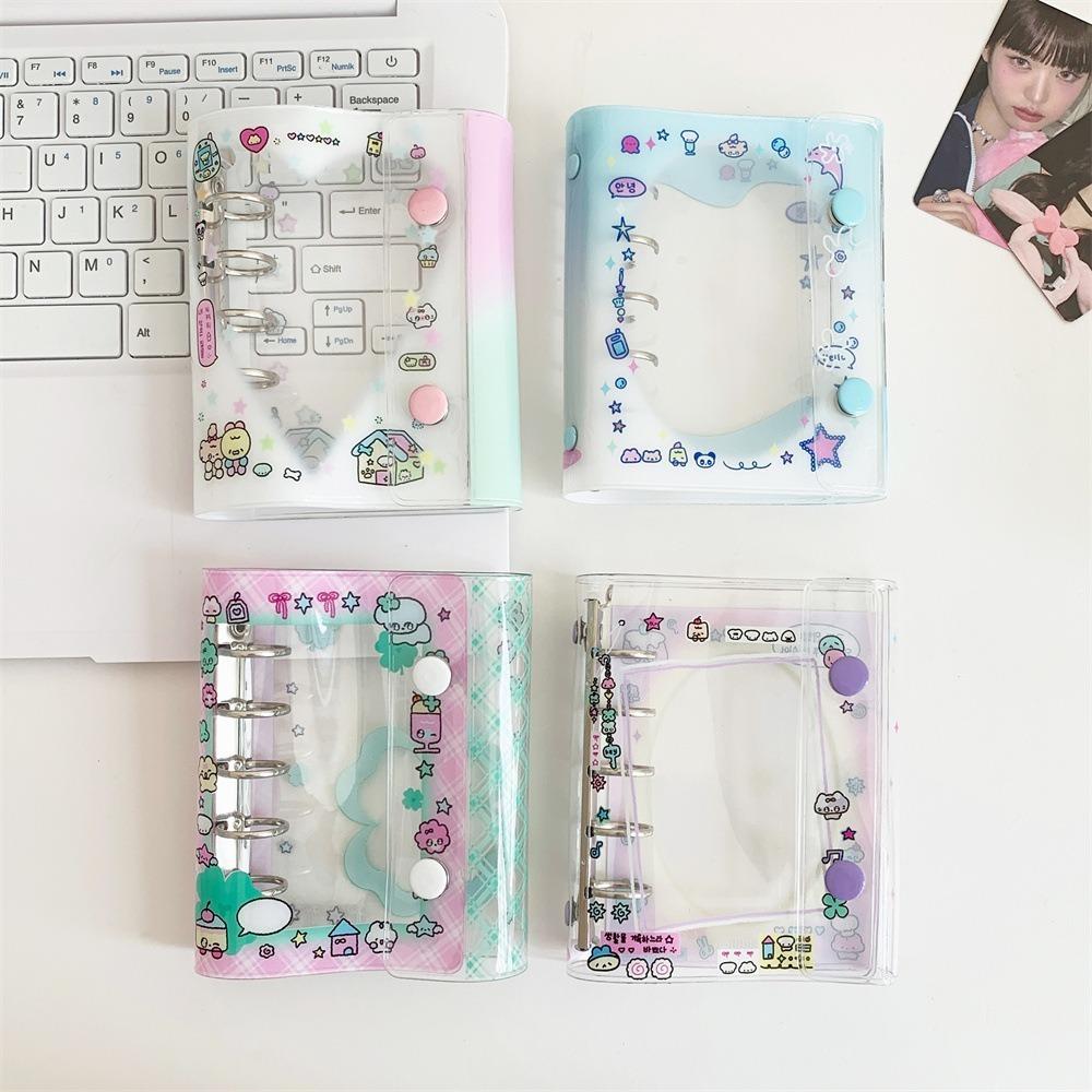 Double Buckle Photo Card Holder Cartoon M5 Pocket Notebook Kawaii Transparent Binder