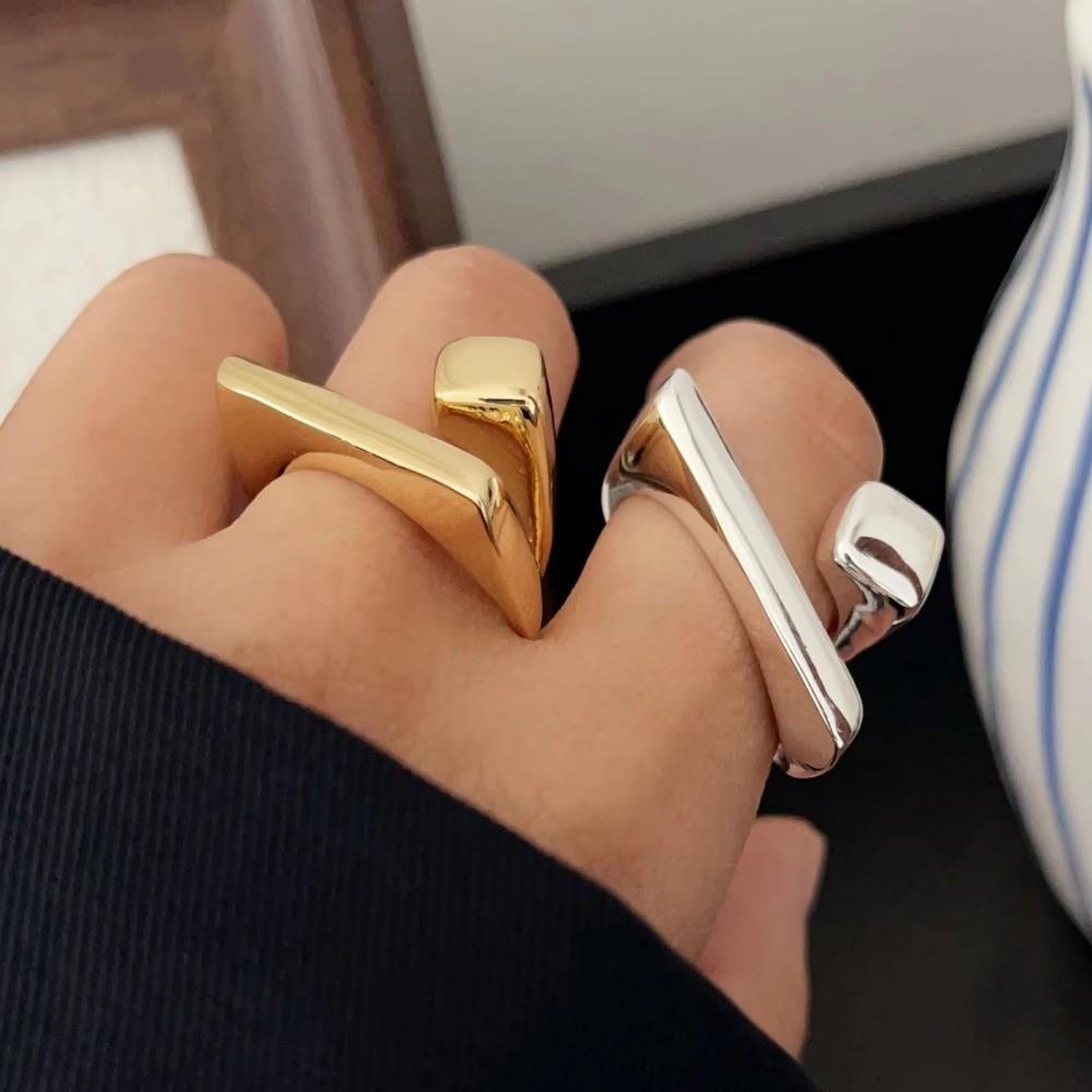 Регулируемое кольцо на палец Геометрическое посеребренное открытое кольцо Необычное кольцо Для вечеринки Подарок на день рождения