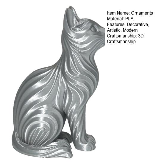 3D-печатные фигурки кошек, Современные художественные украшения для любителей кошек, Художественная скульптура кошки на устойчивом основании для прихожей дома
