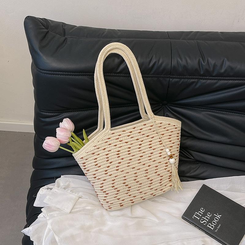 2025 лето новый темперамент литературный большая вместимость плетеная сумка многофункциональная в иностранном стиле портативная подмышечная пляжная сумка