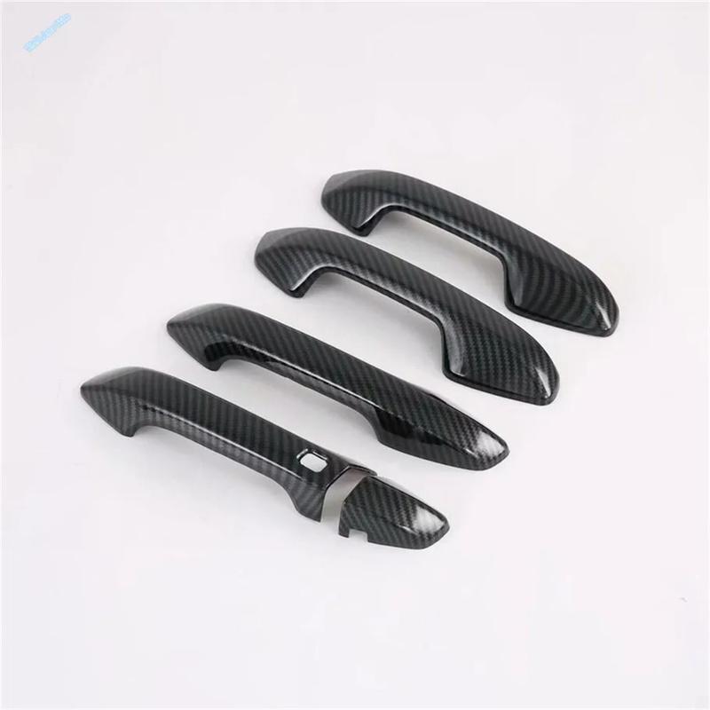 For Kia Seltos - 2024 Carbon Fiber / Shiny Car Outside Door Pull Doorknob Handle Bowl Cover Trim ABS Exterior Accessories