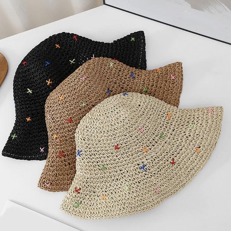 Breathable Sun Hat Holiday Spring Weaving Straw Hat Woman Commutes Camping Taking Photo Handmade Beach Hat for Girl