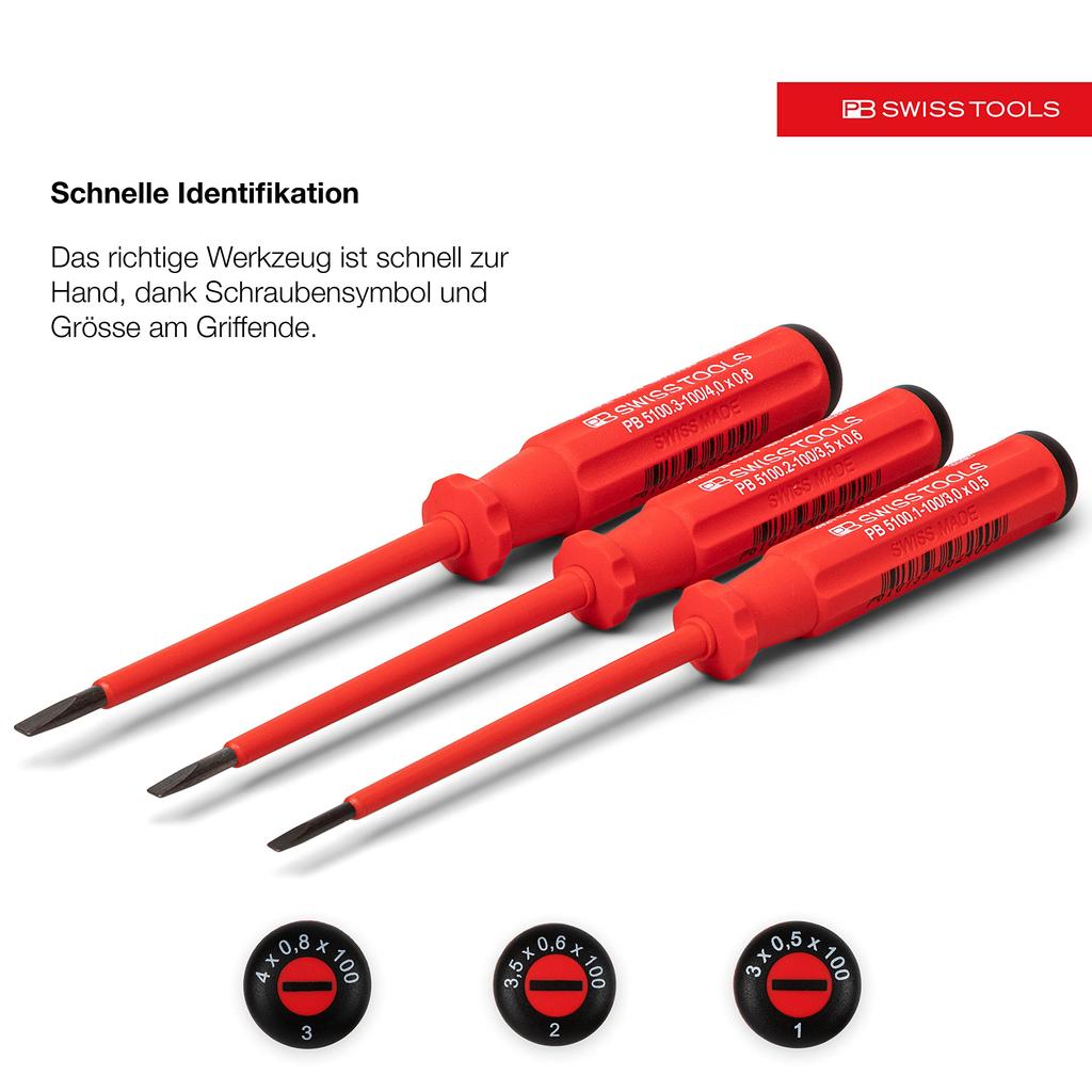 Набор изолированных отверток с плоской головкой PB Swiss Tools SwissGrip Classic в бумажной коробке, 3 шт. (5539.CBB)
