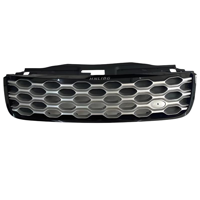 Compatible with 2020 Land Rover Discovery 5: Black Edge Silver Mesh Front Bumper Grille LR142423
