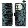 Crocodile Texture Top Layer Cowhide Leather Phone Case For Redmi K100 Pro Max/Poco F9 Ultra 5G, RFID Card Slot Kickstand Wallet Protective Cover