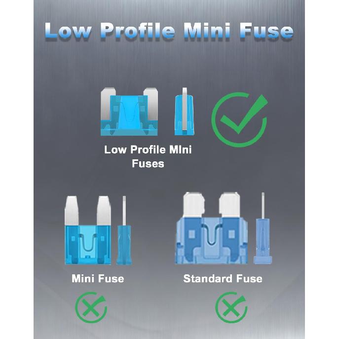 Riseuvo 140 Pcs Low Profile Mini Fuse Kit - Automotive Blade Fuses Assortment Kit For Car, Truck, RV, Boat With Fuse Puller (2A 3A 5A 7.5A 10A 15A