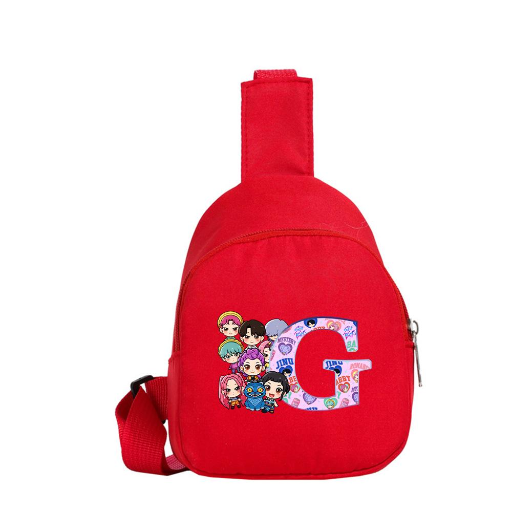 26 English Letter K-Pop Demon Hunters Printed Kawaii Chest Pack for Boy Girl Shoulder Bag Student Portable Crossbody Pouch Christmas Wallet Pursek