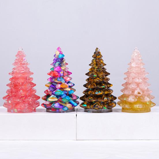 Faux Crystal Christmas Tree Figurine Mini Artificial Crystal Tree Tabletop Ornament for Winter Holiday Home Decor