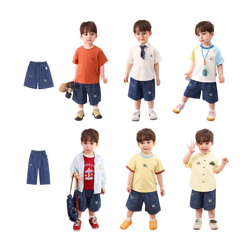 LUSON Baby Boy Embroidered Denim Shorts